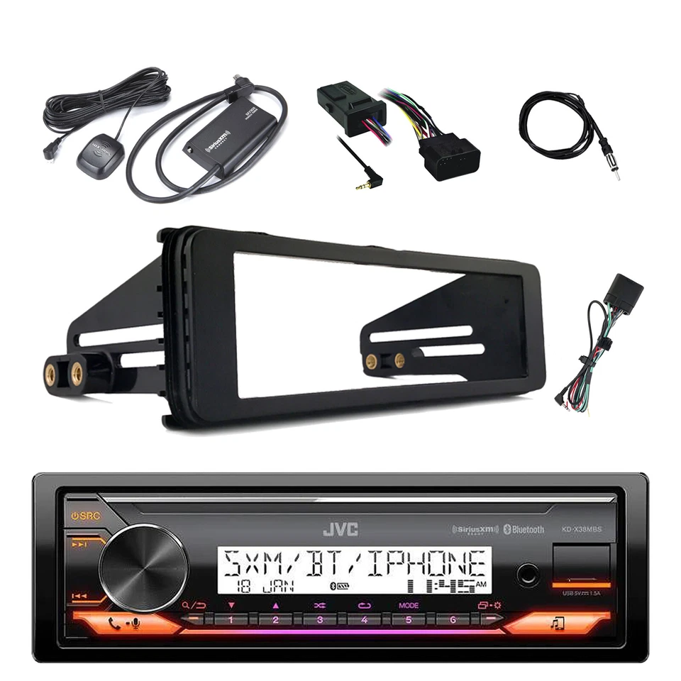 Radio Bluetooth JVC, Antena, Sintonizador XM, Manillar Harley + Kit de Instalación de Radio Foto 1 de 4