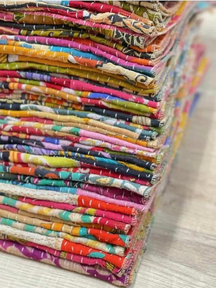 Lote Atacado de Conjunto de Guardanapos, Guardanapos de Mesa de Jantar 100% Algodão Kantha - Imagem 1 de 4