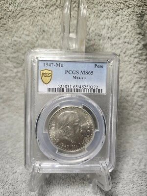 1947 M PCGS MS65 - MÉXICO - Prata Un Peso Moeda Erro Pcgs Imagem - Imagem 1 de 3