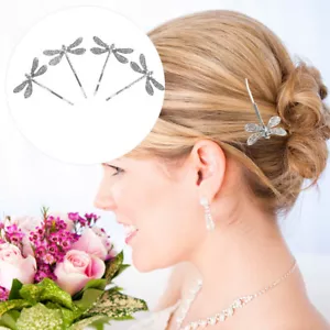 4PCS Dragonfly Hairpin Clip Womens Clips Rhinestone French Barrette Women's - Picture 1 of 12