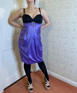 Glamorous Satin Fit & Flare Cocktail Dress – Rhinestone Buckle – UK 10 - Picture 1 of 11
