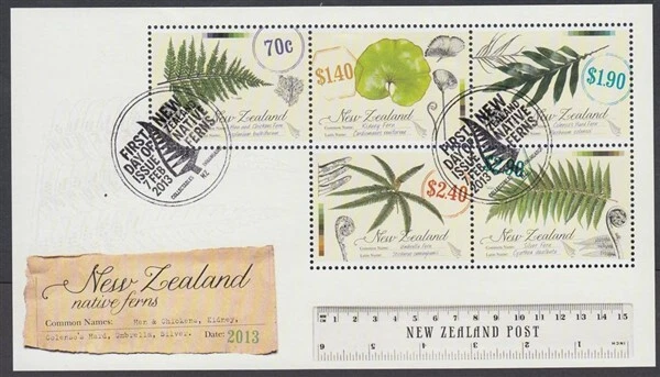 NEW ZEALAND 2013 M/S NATIVE FERNS USED (ID:MU2481) - Image 1 of 1