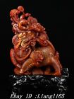 18.1" Natürliche rote Tianhuang Shoushan Stein Gold Dragon Beast Pixiu Statue