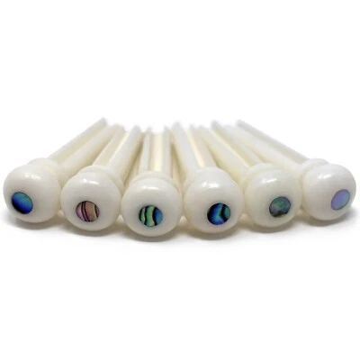 Crosby Slotted Pure Bone Bridge Pins with Abalone Dot for 6 & 12 String Guitar
