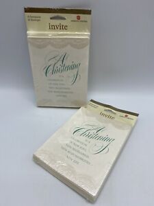 Vintage Christening Invites Ivory Embossed  w/ Envelopes 20 Folded Cards 