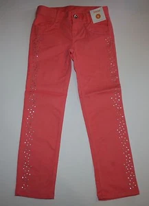 New Gymboree Girls 6 Year Coral Metallic Silver Glitter Dots Skinny Pants Jeans - Picture 1 of 1