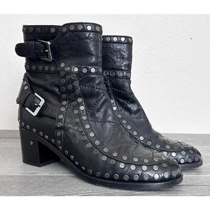 Laurence Dacade Womens Gatsby Studded Leather Boot In Black Size EU 37.5 Biker - Picture 1 of 8