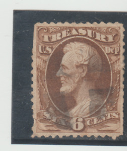 1879 US Scott # O75 6c DEPT. of Treasury OFFICIAL Black Fancy Cancel