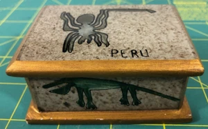 Limitiertes Holz Schmuckkästchen/Schmuckkästchen Nazca Linien - Geoglyphe aus Peru - Goldrand - Bild 1 von 9