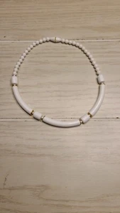 Vintage White Bead Lucite Choker Necklace 16" - Picture 1 of 4
