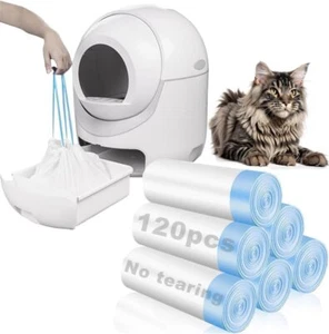 120 Pack Cat Litter Bags with Drawstring, Self Cleaning 120 Count - Picture 1 of 6