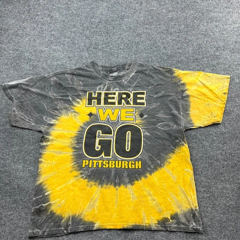 Gldan Pittsburg Steelers T Shirt Men's Large Tie Dye Short Sleeve NFL Football Cover