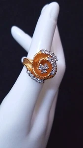 Women's 18k Electroplated Gold Cubic Zirconia Rose Fashion Ring Costume Jewelry - Picture 1 of 6