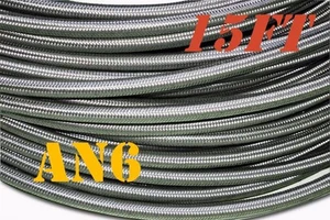 5/16" Stainless Steel Braided Hose Teflon PTFE(AN-6) 15FT Ethanol Fuel/E85/Oil - Picture 1 of 4