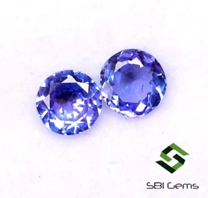 Certified Natural Tanzanite Round Cut Pair 5 mm 0.76 Cts Calibrated Loose Gems - Picture 1 of 5