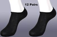 12 Pairs Lot Womens Ankle Spandex Low Cut Socks BLACK Colors #70023A Size 6-8 