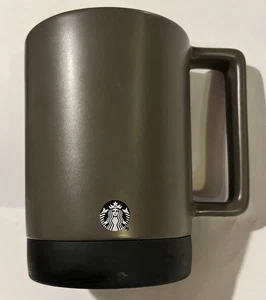 Starbucks Ceramic Travel Mug 14 Oz Gray Insulated Handle Reusable - Picture 1 of 4