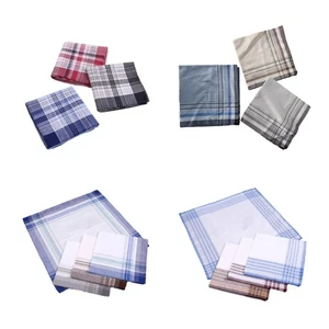 Crochet Cotton Handkerchief Soft Square Towel Kerchief Men Adult Plain Bandannas - Picture 1 of 11