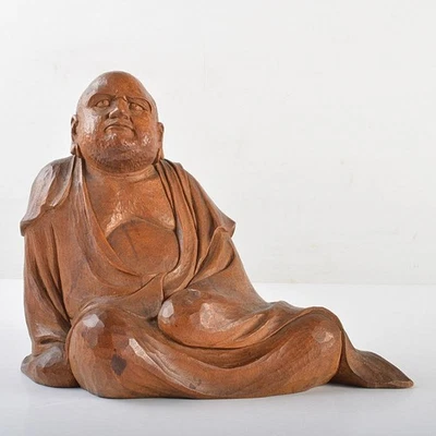 Wood Carving Bodhidharma Daruma Buddhism Sculpture H6inch Japan - Image 1 of 4