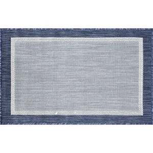 2x3 Blue Solid Simple Plain Flat Bordered ECO1205 - Aprx 2' x 2' 11" - Picture 1 of 2