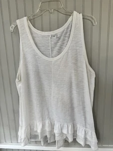 Gap Tank Top Womens White Sleeveless Shirt White Ruffle Peplum- XL - Picture 1 of 5