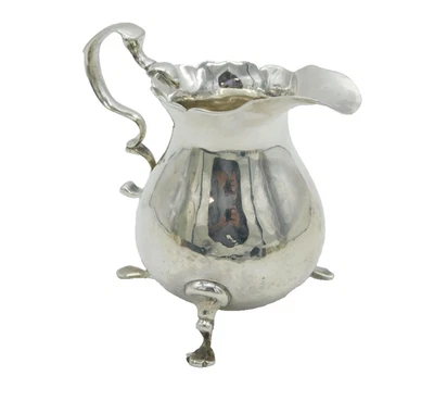 George II Sterling Silver Baluster Cream Jug Antique 1750 London - Image 1 of 4