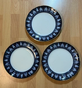 3 Flow Blue ROUEN Grimwades Staddordshire England Flat Dinner Plates - Picture 1 of 5
