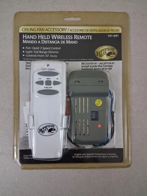 Hampton Bay Hand Held Wireless Remote 191-691 Transmitter Receiver Ceiling Fan - Image 1 of 4