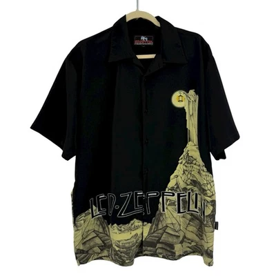 Led Zeppelin Stairway To Heaven Black Button Down Shirt Dragonfly Men’s L - Image 1 of 4