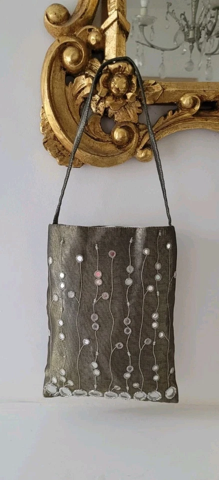 PRINCIPLES KHAKI BEIGE EMBELLISHED BEADS EVENING POUCH BAG 7.5 X 6.0 INCHES NWT - Image 1 of 4