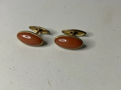 Gemelos de cornalina soviéticos vintage chapados en oro URSS 20K MET Mark Rusia años 70 Foto 1 de 4