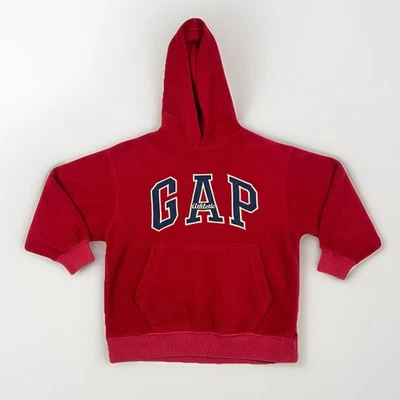 Vintage GAP Boys Hoodie Size Small Y2K Red Fleece Logo 90s Retro Pullover - Image 1 of 4
