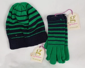 Berretto calza berretto vintage Grandoe maglia berretto + guanti abbinati blu verde Sakowitz nuovo con etichette - Foto 1 di 8