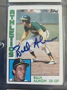 2 Bill Almon autographed baseball cards 
