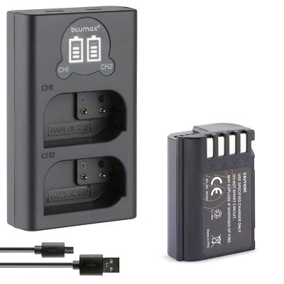 BLUMAX Akku + LCD Lader für Panasonic DMW-BLK22 Lumix DC S5 G9 GH5 II GH6 2250mAh
