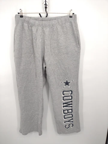 Dallas Cowboys Sweatpants Mens L Gray Fleece Spellout Lounge Pants Authentic EUC Cover