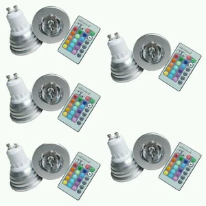 5 PEZZI FARETTO LED RGB 3 W 220V GU10 MULTICOLORE CROMOTERAPIA CON TELECOMANDO - Foto 1 di 1