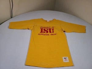 Vtg Iowa State Cyclones Shirt Kids Medium Baseball Sleeves SINGLE STITCH 70s - Picture 1 of 18