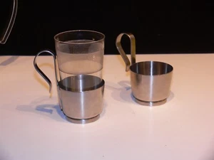 OLD HALL STAINLESS STEEL CAMPDEN GLASS HOLDERS, PAIR - Picture 1 of 1