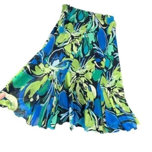 Cato Woman 14/16W Blue Green Colorful Fit Flare Skirt Retro Gypsy Boho Hippie - Picture 1 of 13