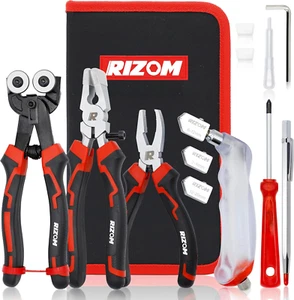 Glass Cutting Tool, Glass Cutter 2-20MM, 8" Tile Nippers, 8" Glass Running Plier - Picture 1 of 12