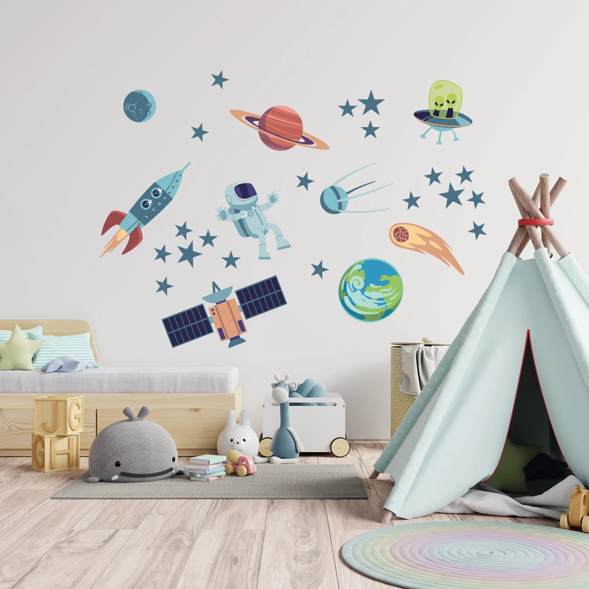 Wandtattoo Weltall Mit Durchbruch-Effekt – 60 X 90 Cm, Selbstklebend | Für Wände, Türen & Möbel