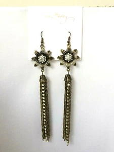 P2784 DESIGNER-INSPIRIERTE ZWEIFARBIGE METALLQUASTE STRASS HAKEN OHRRINGE - Bild 1 von 1