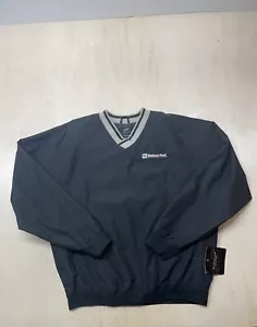 Ultra Club Mens Windbreaker Jacket Size Large Black Long Sleeve N.B Embroidered - Picture 1 of 7