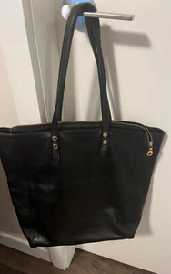 Christopher Kon Genuine Leather Black Large Shoulder Bag Tote Zip Top SPACIOUS! - Picture 1 of 5