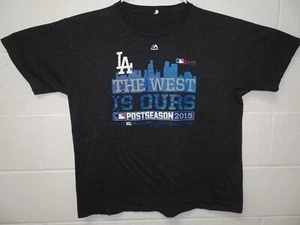 LA Dogers MLB The West is Ours 2015 Postseason Skyline T Shirt XL Dark Gray EUC - Picture 1 of 7