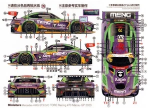 Miniature 1:24 Mercedes AMG GT3 Evo TORO Racing #70 Macau GP 2023 Decals # CS023 - Picture 1 of 5
