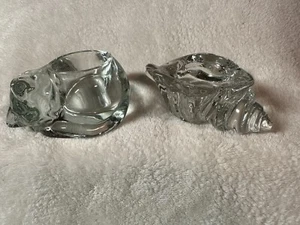 AVON Crystal Sleeping Cat Votive Candle Holder &  Sea Shell Votive (Lot of 2) - Picture 1 of 18