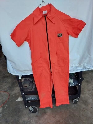 Vintage Boys Orange Pit Crew/ Racing Orange Jumpsuit Size 12 - Image 1 of 4