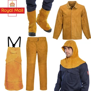 Portwest Leather Welding Jacket Sleeves Welding Apron Boot Cover Safety Hood UK - Picture 1 of 17